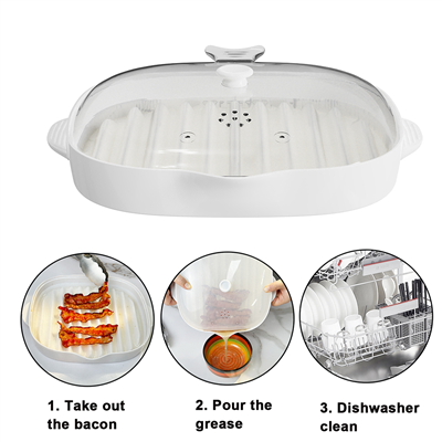 Bandeja de bacon de microondas de grau alimentar