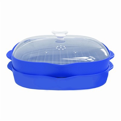 Panela de bacon de microondas com capa